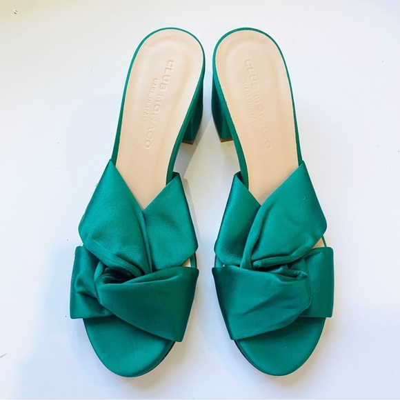 Club Monaco green satin criss cross sandals - Picture 1 of 9